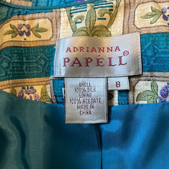 ADRIANNA PAPELL TEAL SILK SKIRT AND JACKET SET SIZE 8 - Picture 10 of 12